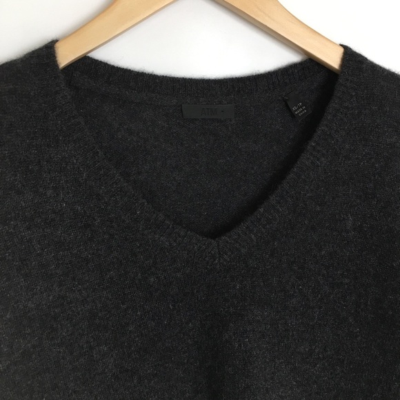 ATM Cashmere Sweater Pullover Charcoal Gray Scoop Neck Women’s Size XS Luxury - Picture 7 of 11